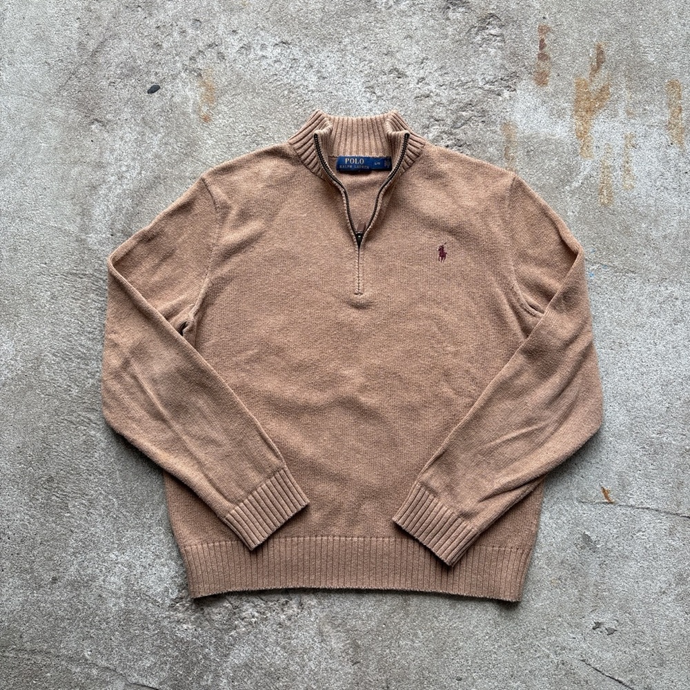 Polo by Ralph Lauren Men's quarter zip Sweater in Brown
